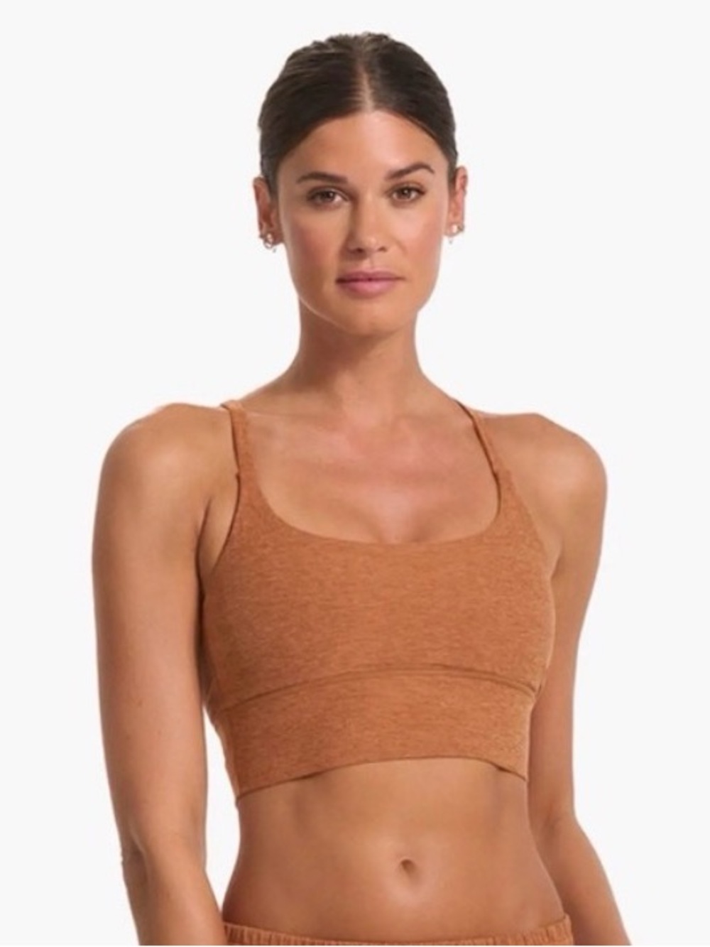 Vuori Longline Sports Bra - Heathered Terracotta / Brown